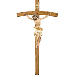 Cristo Pisa con espinas en cruz arqueada